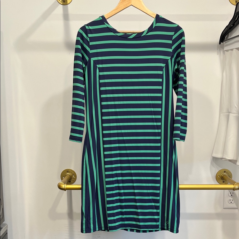 Southern Tide Long Sleeve Dress in Navy and Green